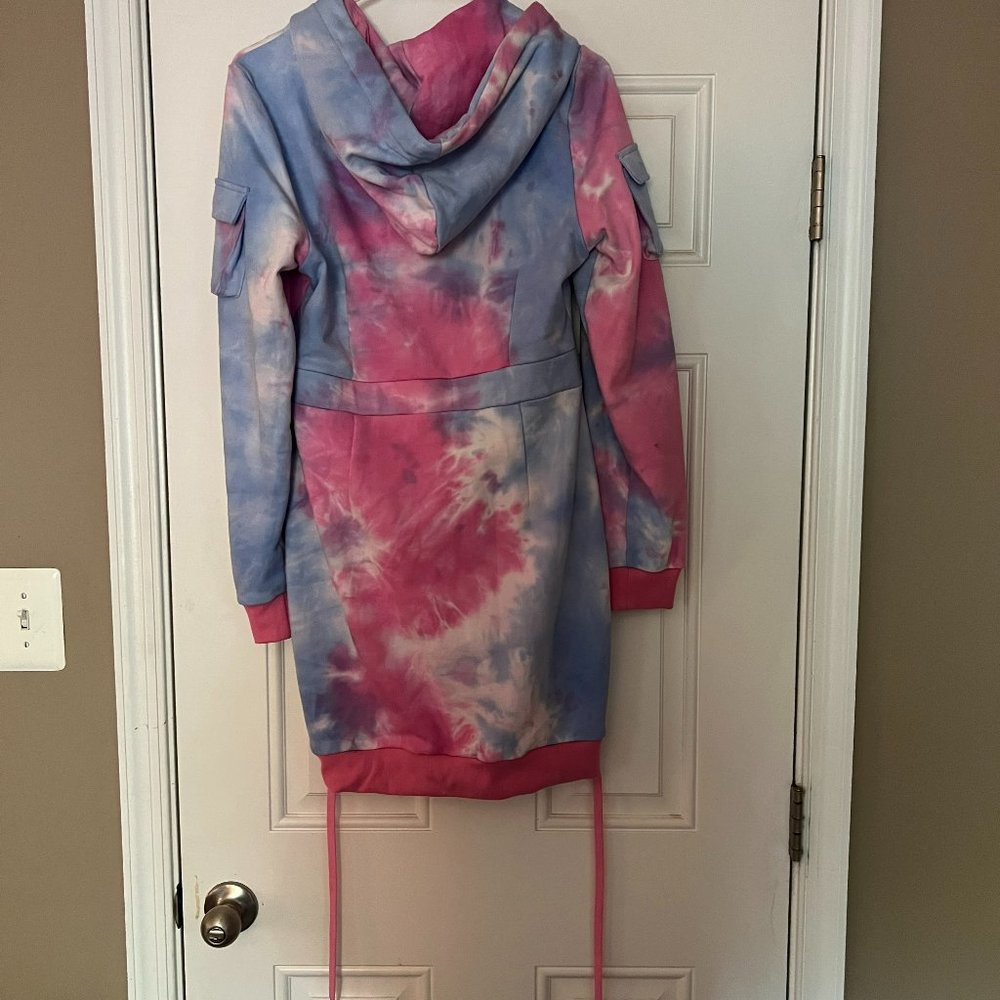 Sweet Shirt Tie Dye Dress with Hood